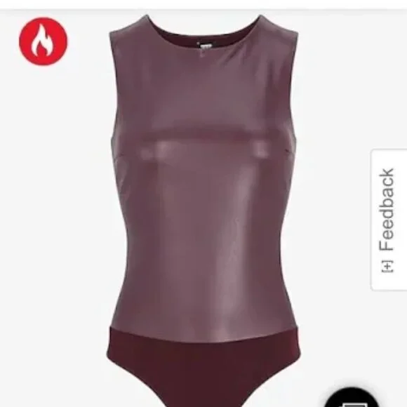Express Burgundy Sleeveless Bodysuit - Picture 2 of 9